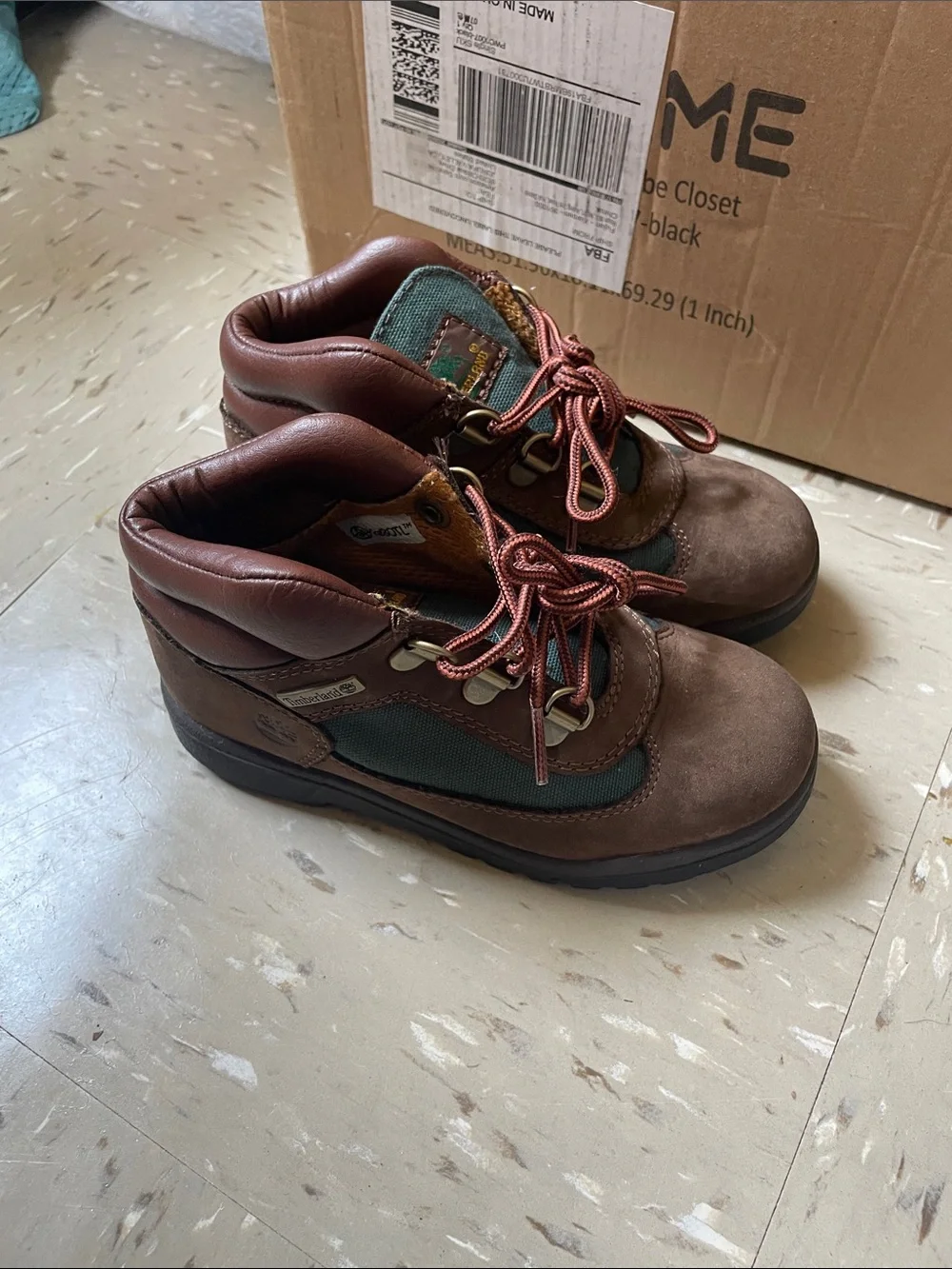 Timberland Brown and Green Waterproof Hiking Boots